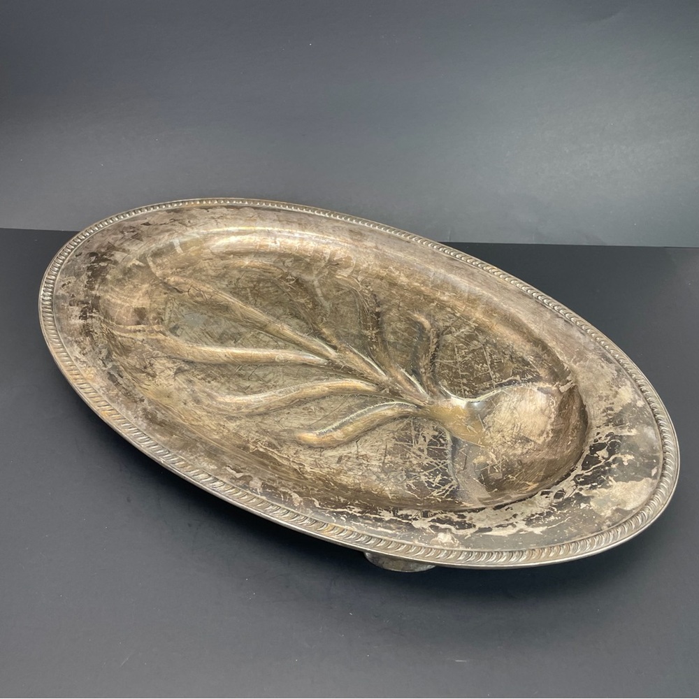 Community Plate Serving Tray Lg Silver Plate Platter Fish Meat Carving Vintage